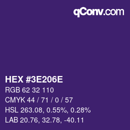 Color code: HEX #3E206E | qconv.com