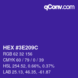 Color code: HEX #3E209C | qconv.com