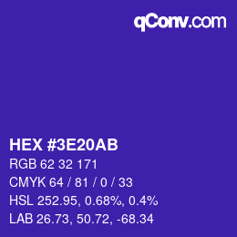 Color code: HEX #3E20AB | qconv.com