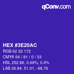 カラーコード: HEX #3E20AC | qconv.com