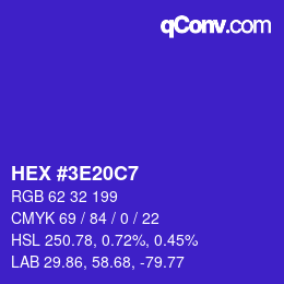 Color code: HEX #3E20C7 | qconv.com