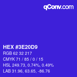 Color code: HEX #3E20D9 | qconv.com