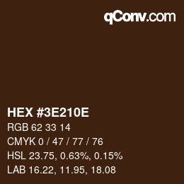 Color code: HEX #3E210E | qconv.com