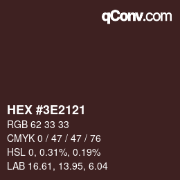 Color code: HEX #3E2121 | qconv.com