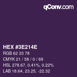 Color code: HEX #3E214E | qconv.com