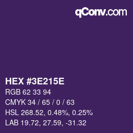 Color code: HEX #3E215E | qconv.com