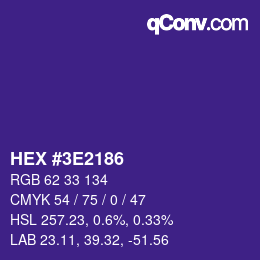 Color code: HEX #3E2186 | qconv.com