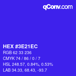 Color code: HEX #3E21EC | qconv.com