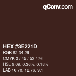 Color code: HEX #3E221D | qconv.com