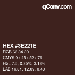 Color code: HEX #3E221E | qconv.com