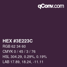 Color code: HEX #3E223C | qconv.com