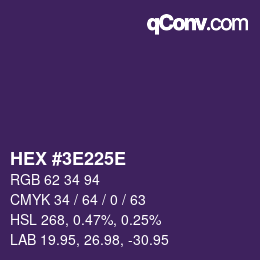 Color code: HEX #3E225E | qconv.com