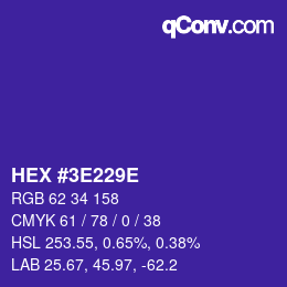Color code: HEX #3E229E | qconv.com
