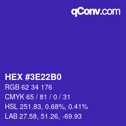 Color code: HEX #3E22B0 | qconv.com