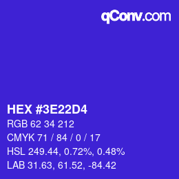 Color code: HEX #3E22D4 | qconv.com