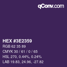 Color code: HEX #3E2359 | qconv.com