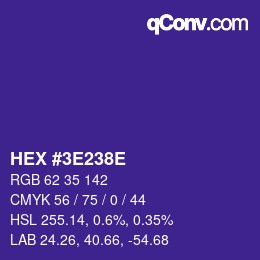 Color code: HEX #3E238E | qconv.com