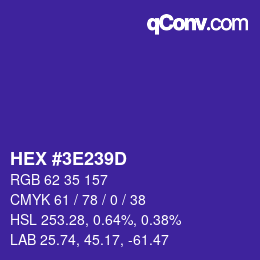 Color code: HEX #3E239D | qconv.com