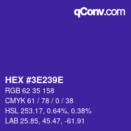 Color code: HEX #3E239E | qconv.com