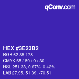 Color code: HEX #3E23B2 | qconv.com