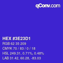 Código de color: HEX #3E23D1 | qconv.com