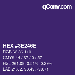 Color code: HEX #3E246E | qconv.com