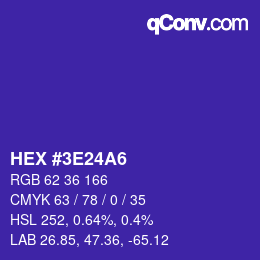 Color code: HEX #3E24A6 | qconv.com