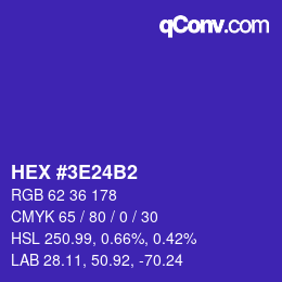 颜色代码: HEX #3E24B2 | qconv.com