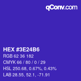 Color code: HEX #3E24B6 | qconv.com