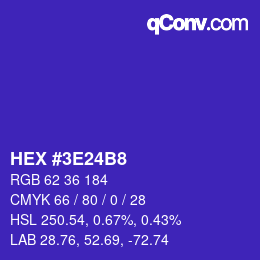 Color code: HEX #3E24B8 | qconv.com