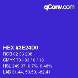 Color code: HEX #3E24D0 | qconv.com