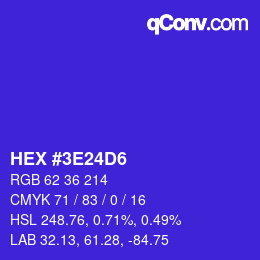 Color code: HEX #3E24D6 | qconv.com