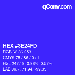 Color code: HEX #3E24FD | qconv.com