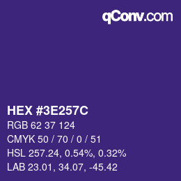 Color code: HEX #3E257C | qconv.com
