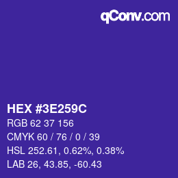 Color code: HEX #3E259C | qconv.com