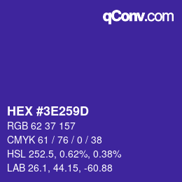 颜色代码: HEX #3E259D | qconv.com