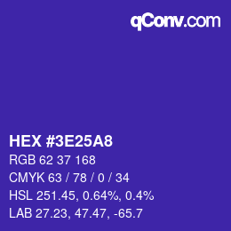 Color code: HEX #3E25A8 | qconv.com