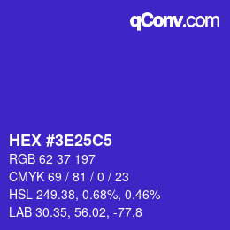 Color code: HEX #3E25C5 | qconv.com
