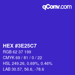 Color code: HEX #3E25C7 | qconv.com