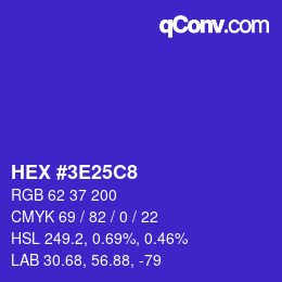 Color code: HEX #3E25C8 | qconv.com