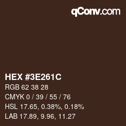 Color code: HEX #3E261C | qconv.com