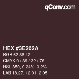 Color code: HEX #3E262A | qconv.com