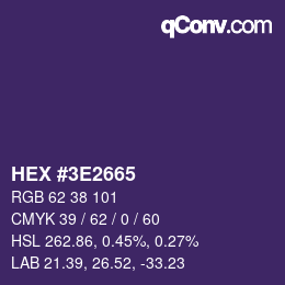 Color code: HEX #3E2665 | qconv.com