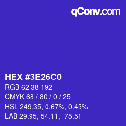 颜色代码: HEX #3E26C0 | qconv.com
