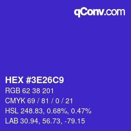 Color code: HEX #3E26C9 | qconv.com