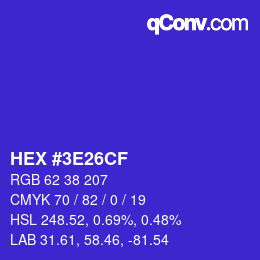 Color code: HEX #3E26CF | qconv.com