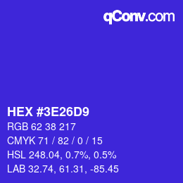 Color code: HEX #3E26D9 | qconv.com