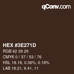 Color code: HEX #3E271D | qconv.com