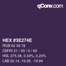 Color code: HEX #3E274E | qconv.com