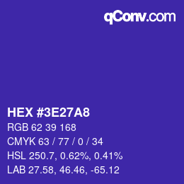 Farbcode: HEX #3E27A8 | qconv.com